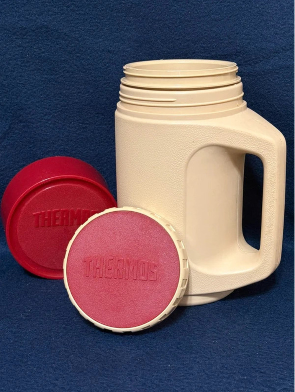 Vintage 1980s Thermos Plastic Model 4215 Red Cap Soup/Coffee Container